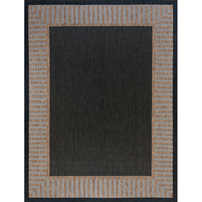 Three Posts™ Daponte Flatweave Black/Gold Indoor/Outdoor Rug & Reviews